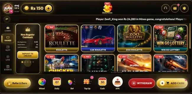 zee9 game interface